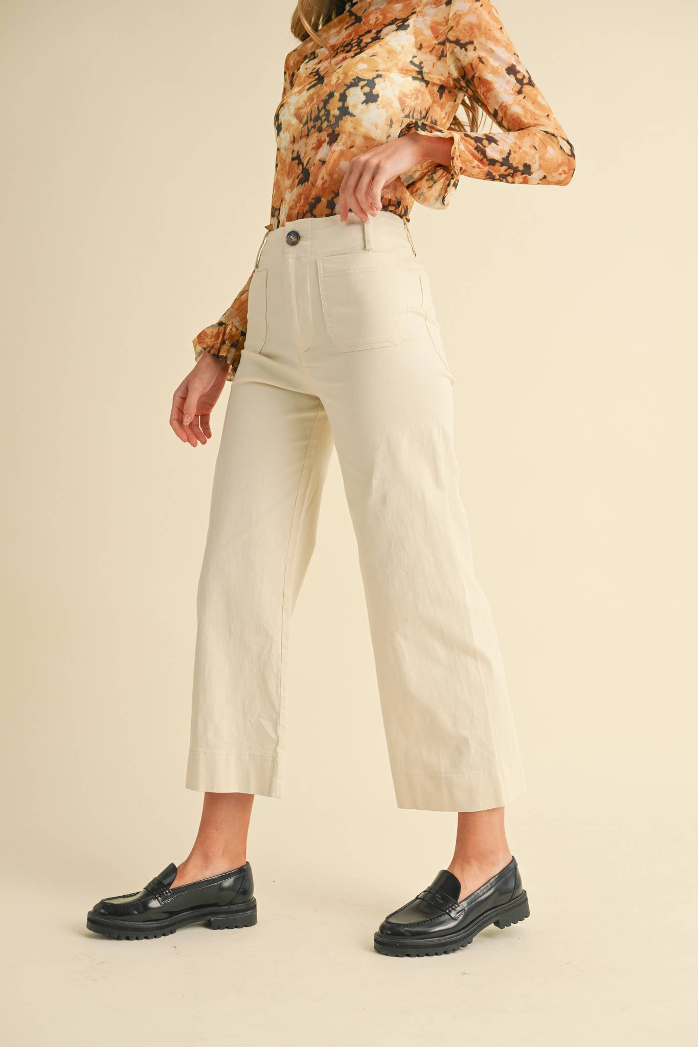 High Waist Cropped Wide Leg Pants