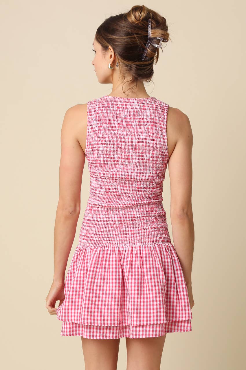 Gingham Tiered Mini Dress