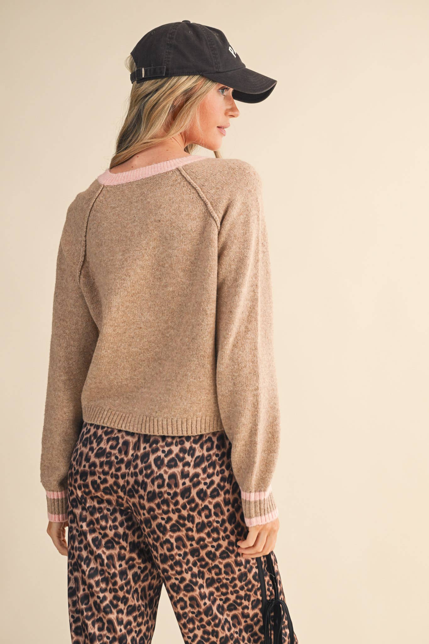 Two-Tone Cardigan Sweater