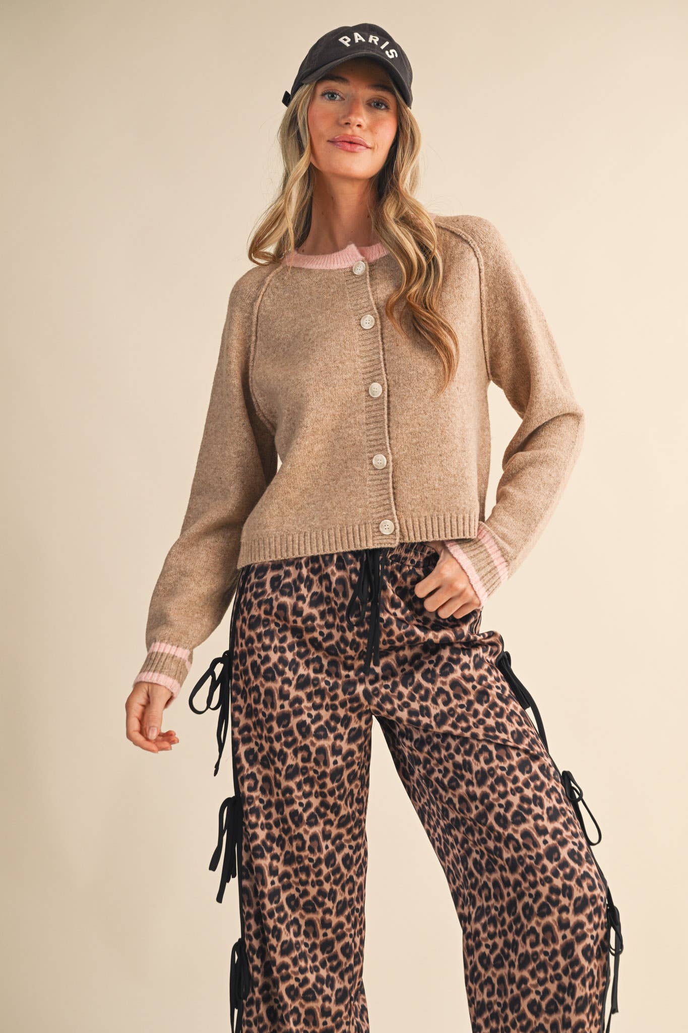 Two-Tone Cardigan Sweater