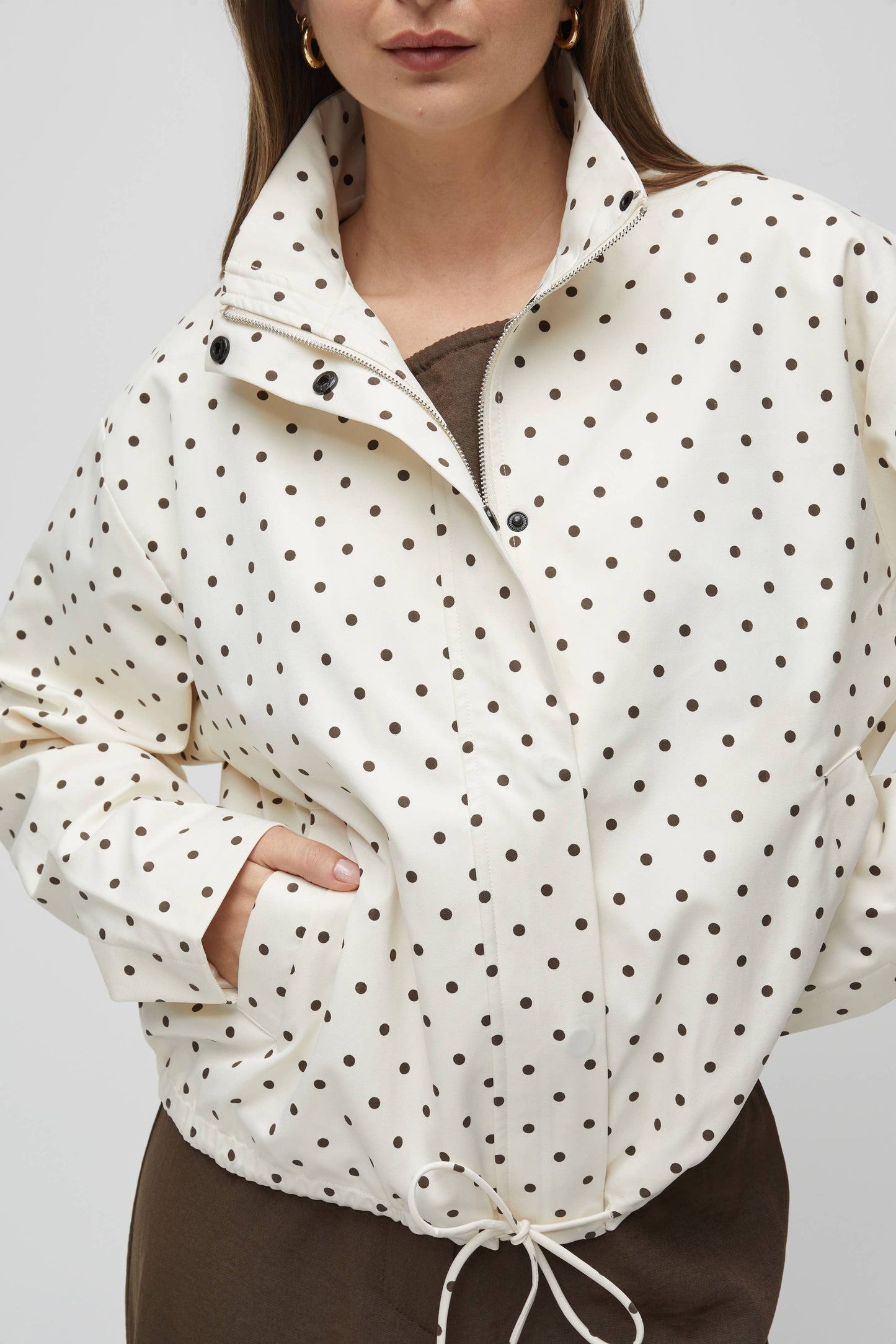 The Sienna Jacket | Polka Dot Turtleneck Bomber Jacket