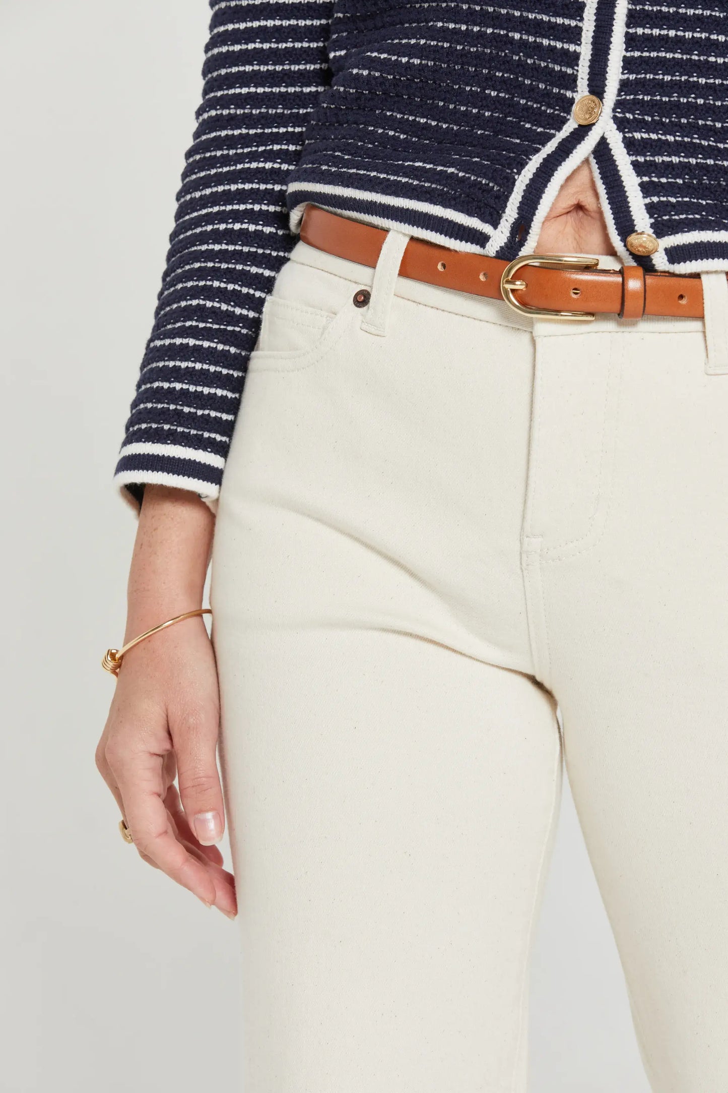 Ankle Crop High Rise Jean - Ecru