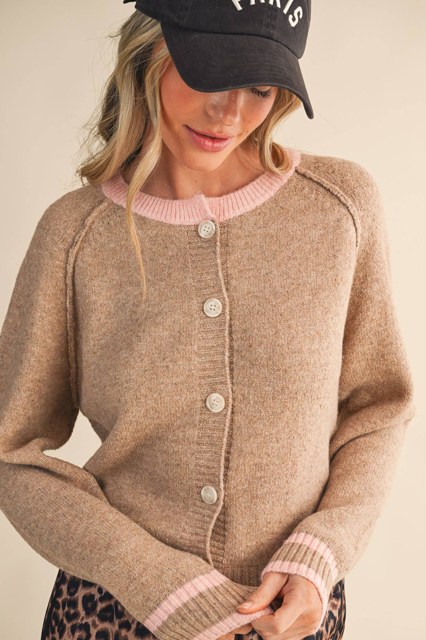 Two-Tone Cardigan Sweater