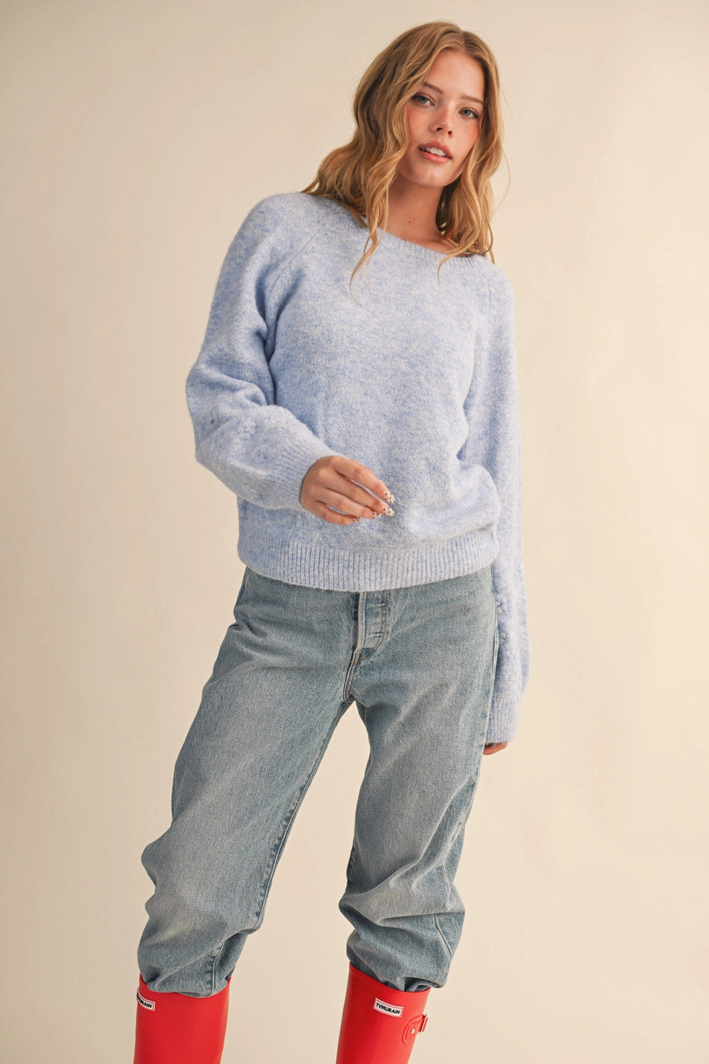 Floral Knit Puff Sleeve Sweater